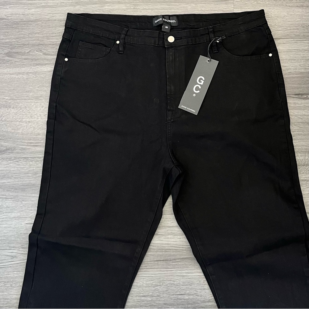 Good Counsel Men's Plus Size 46x30 Malone Stretch Jean Straight Leg Black NWT - Picture 4 of 10